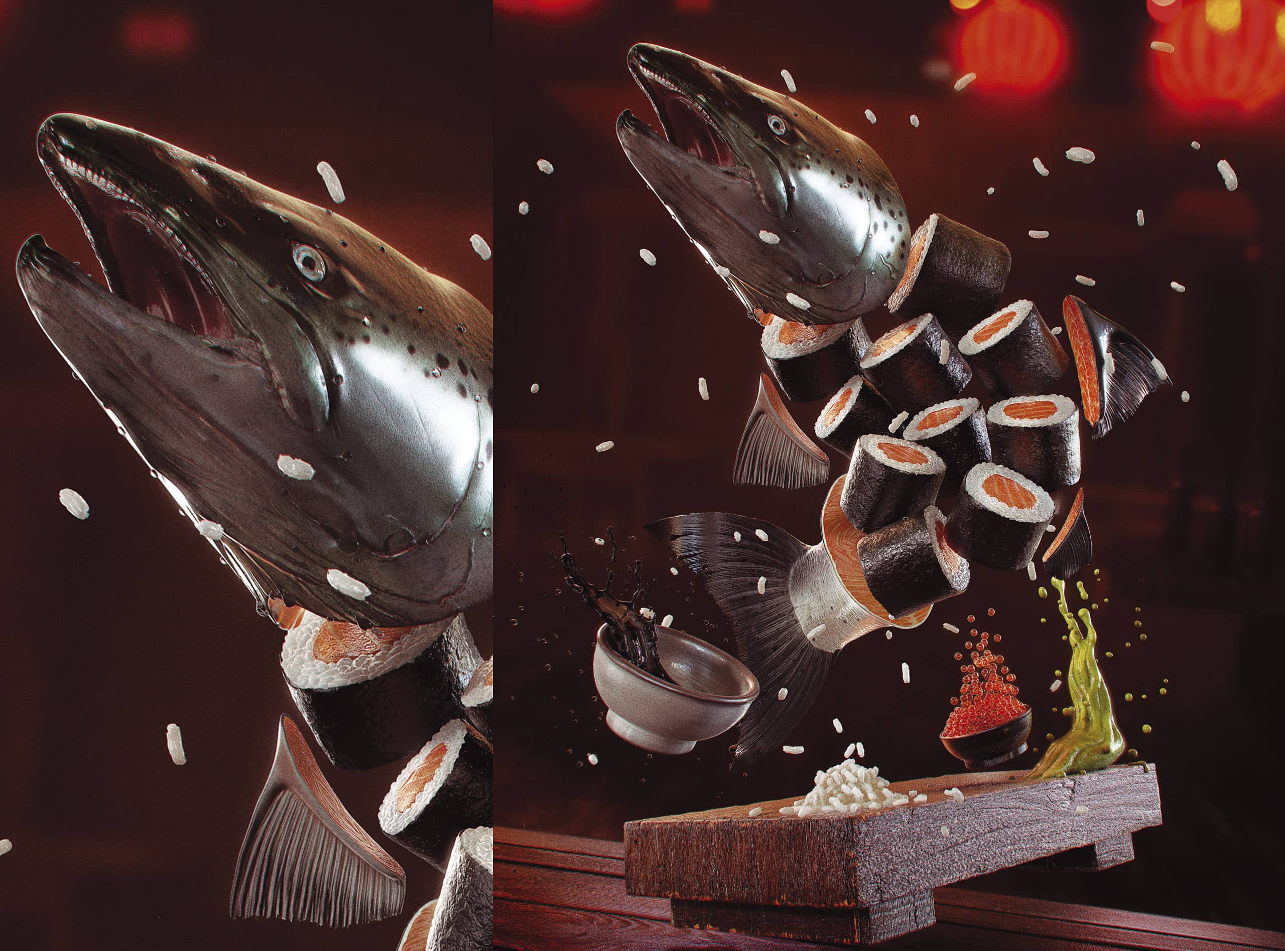 3D 艺术 |'Fresh Hosomaki'（新鲜的细卷寿司）| Daniel D'Avila